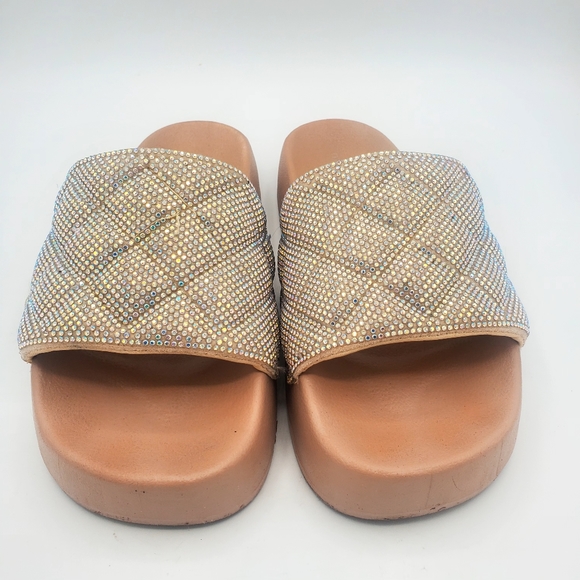 MADDEN GIRL Women Pink Rhinestone Quilted Round Toe platform slip on slide 8 - Picture 4 of 8